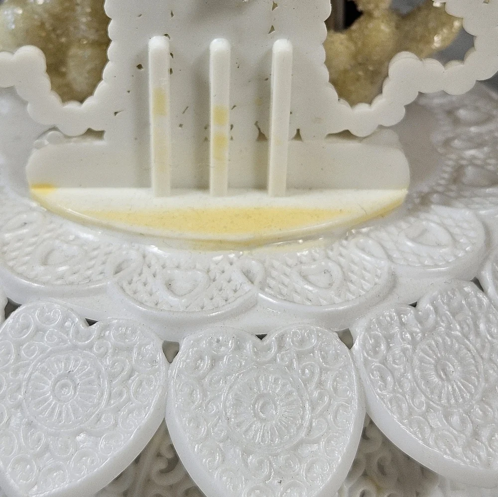 Vintage NIB Wedding Cake Topper Wilton Hong Kong Glitter Bell Bride Groom